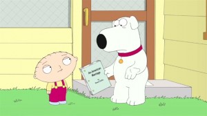 Frame from the Family Guy episode, "Brian's Play" Season 11, Episode 10