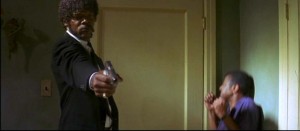 Jackson in a career-defining  scene and role.  Jules in "Pulp Fiction"'s assassination scene.